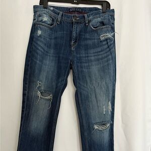 Zara Blue Distressed Ankle Jeans